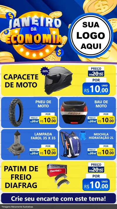 Modelo de TV para TV Vertical com o tema Janeiro da Economia para Moto peças