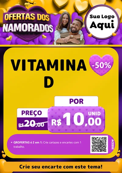 Modelo de Cartaz para Cartaz A4 Vertical com o tema Oferta Dos Namorados para Farmácia