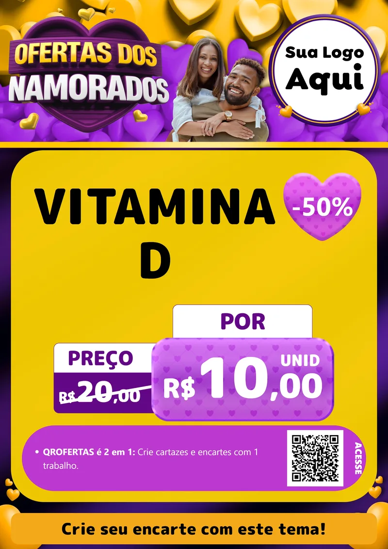 Modelo de Cartaz para Cartaz A4 Vertical com o tema Oferta Dos Namorados para Farmácia