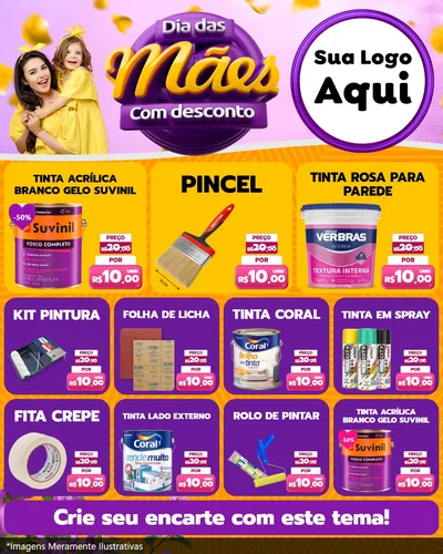 Modelo de Rede Social para Feed Instagram com o tema Dia das Mães com Desconto para Tintas e Ferramentas
