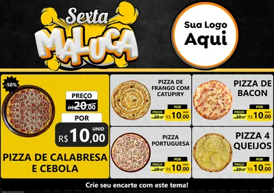Modelo de Encarte para Encarte A4 Horizontal com o tema Sexta Maluca para Pizzaria