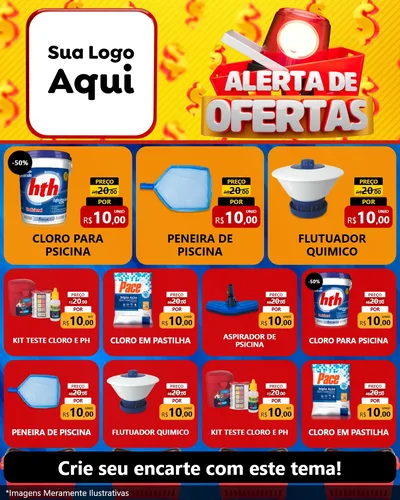 Modelo de Rede Social para Feed Instagram com o tema Alerta de Ofertas para Produtos para Piscina
