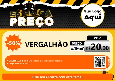 Modelo de Cartaz para Cartaz A4 Horizontal com o tema Esmaga Preço para Ferragens
