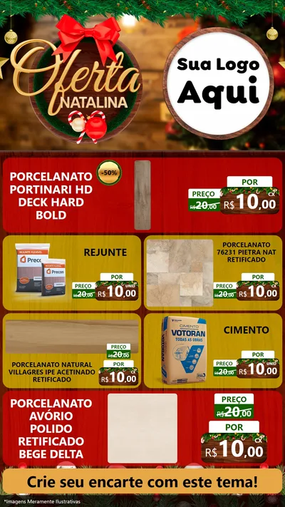 Modelo de TV para TV Vertical com o tema Ofertas Natalina para Pisos e revestimentos