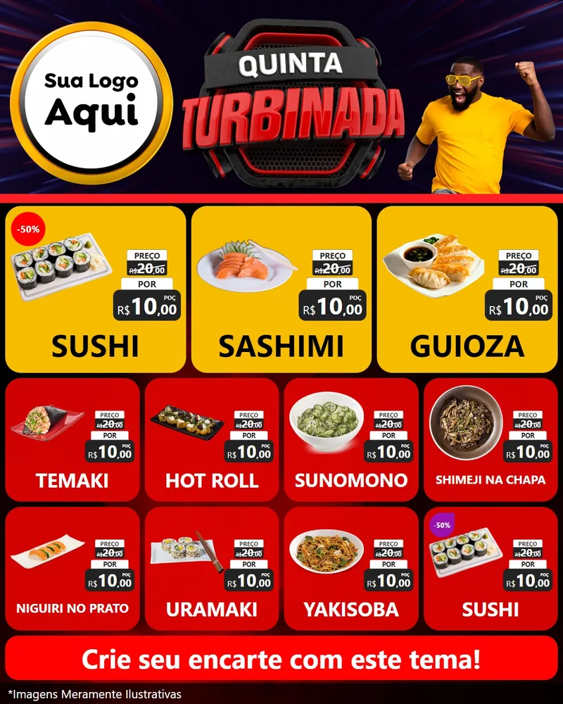 Modelo de Rede Social para Feed Instagram com o tema Quinta Turbinada para Comida japonesa