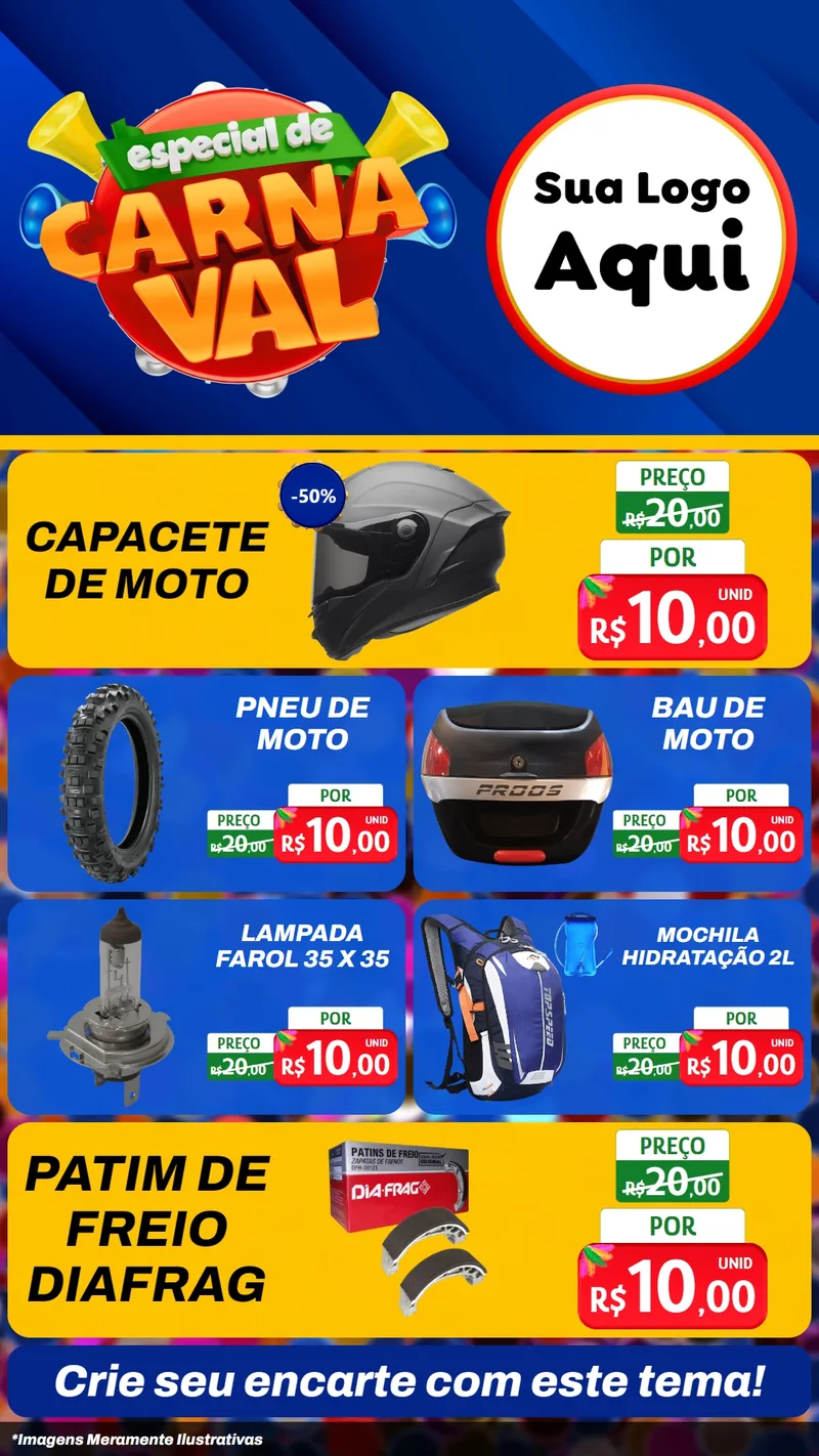 Modelo de TV para TV Vertical com o tema Especial de Carnaval para Moto peças