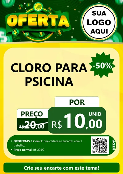 Modelo de Cartaz para Cartaz A4 Vertical com o tema Oferta para Produtos para Piscina