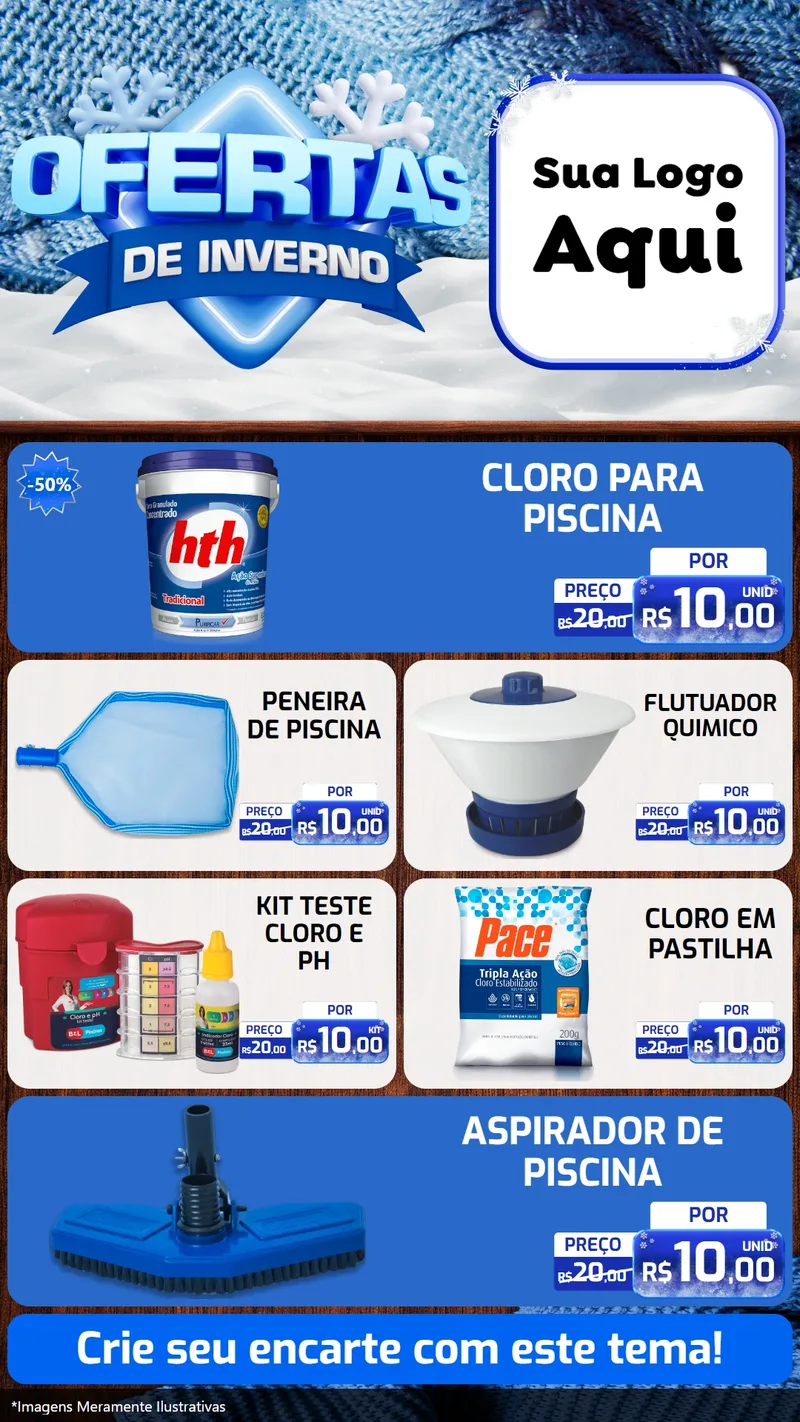 Modelo de TV para TV Vertical com o tema Ofertas de Inverno para Produtos para Piscina