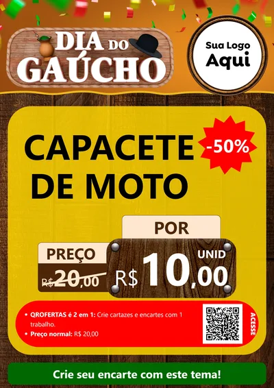Modelo de Cartaz para Cartaz A4 Vertical com o tema Dia do Gaúcho para Moto peças
