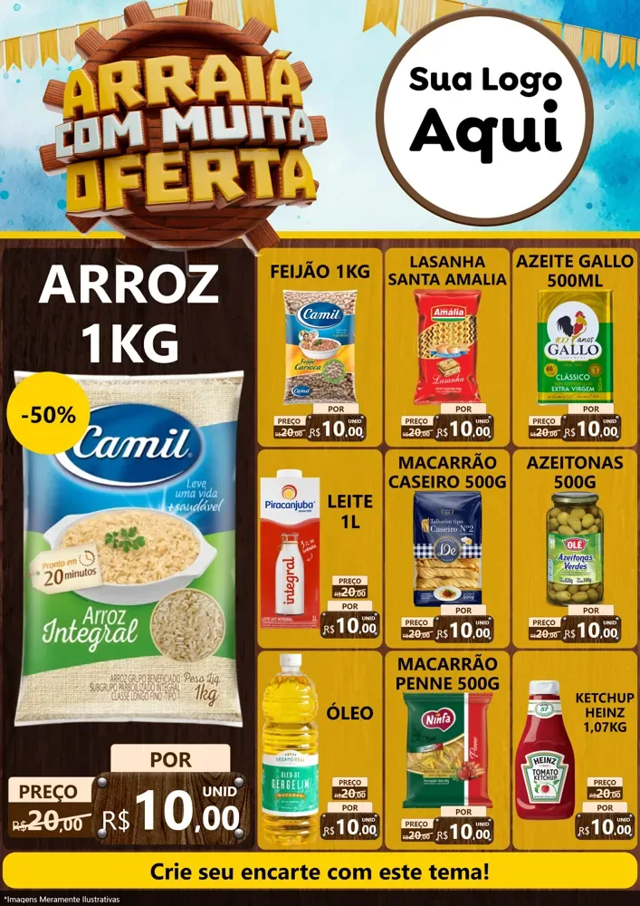 Modelo de Encarte para Encarte A4 Vertical com o tema Ofertas de São João - Junina para Supermercado