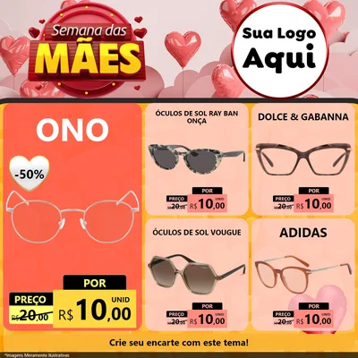Modelo de Rede Social para Feed Facebook com o tema Semana das Mães para Óticas