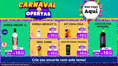 Modelo de TV para TV Horizontal com o tema Carnaval de Ofertas para Distribuidora de bebidas
