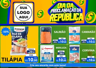 Modelo de Encarte para Encarte A4 Horizontal com o tema Dia Da Proclamação da República para Peixaria