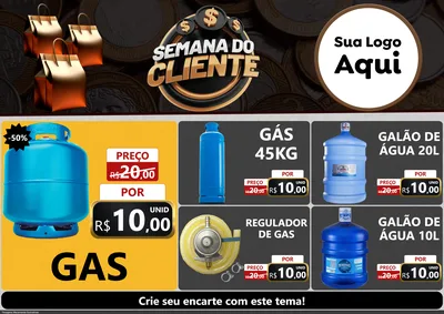 Modelo de Encarte para Encarte A4 Horizontal com o tema Semana do Cliente para Água e gás