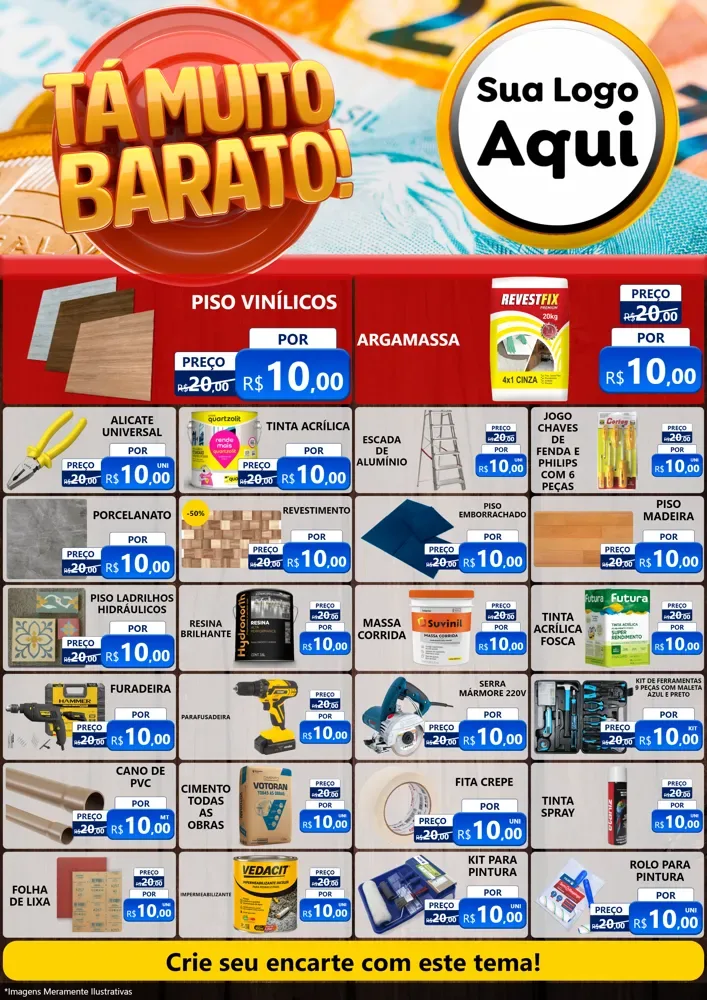 Modelo de Encarte para Encarte A4 Vertical com o tema Está Muito Barato para Material para Construção