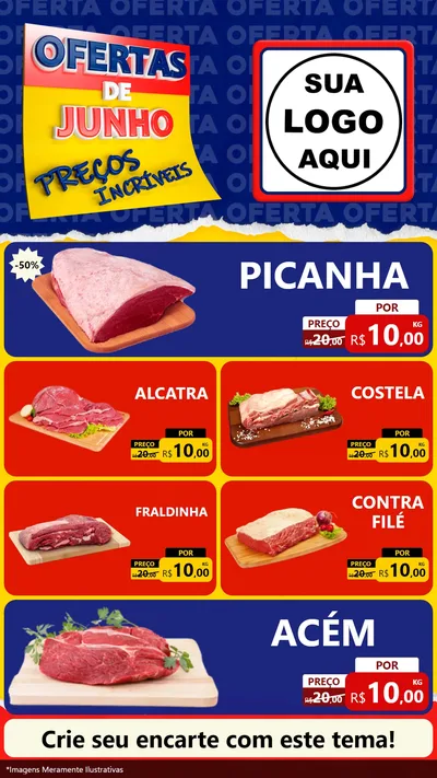 Modelo de TV para TV Vertical com o tema Ofertas de Junho - Preços Incríveis para Açougue