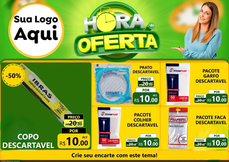 Modelo de Encarte para Encarte A4 Horizontal com o tema Hora da Oferta para Embalagens