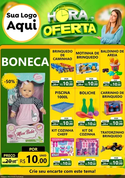 Modelo de Encarte para Encarte A4 Vertical com o tema Hora da Oferta para Brinquedos