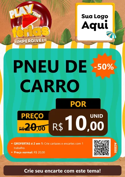 Modelo de Cartaz para Cartaz A4 Vertical com o tema Play Nas Férias Imperdível para Auto peças