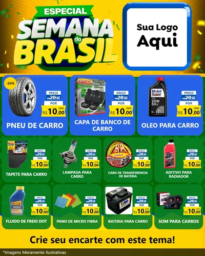 Modelo de Rede Social para Feed Instagram com o tema Especial Semana do Brasil para Auto peças