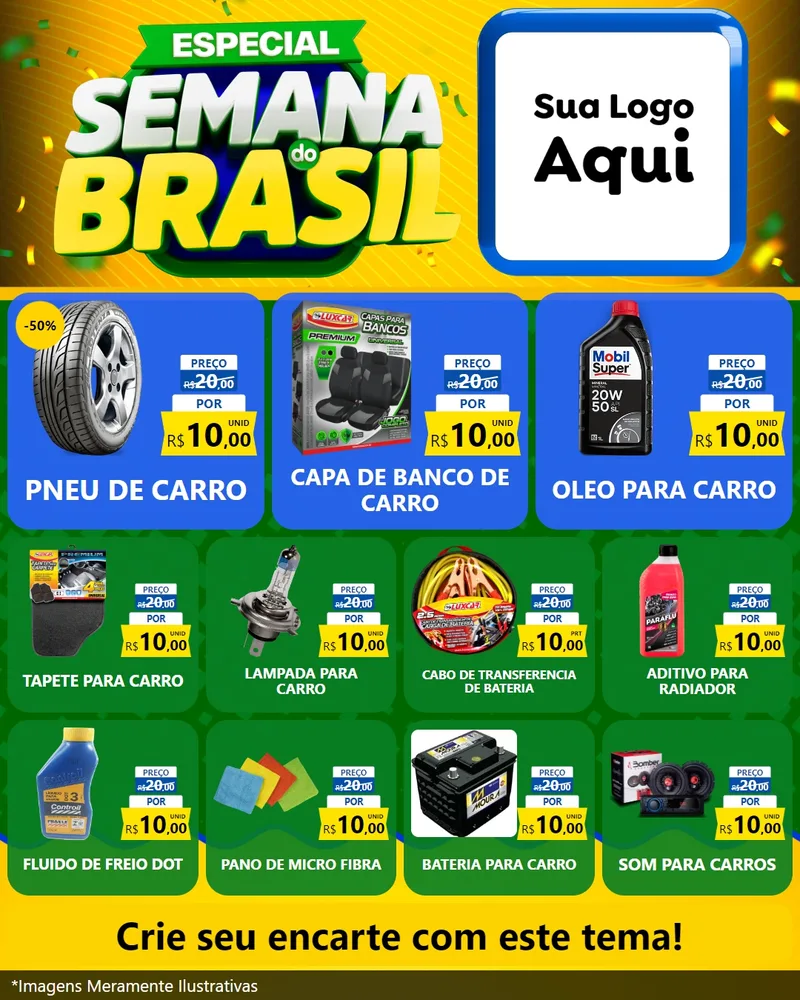 Modelo de Rede Social para Feed Instagram com o tema Especial Semana do Brasil para Auto peças