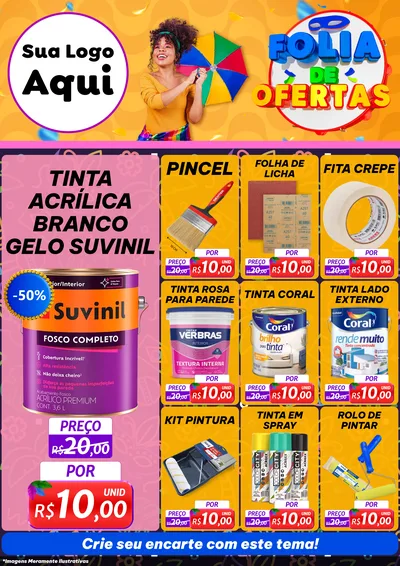 Modelo de Encarte para Encarte A4 Vertical com o tema Folia de Ofertas para Tintas e Ferramentas