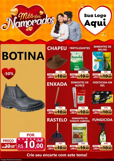 Modelo de Encarte para Encarte A4 Vertical com o tema Mês dos Namorados para Agropecuária