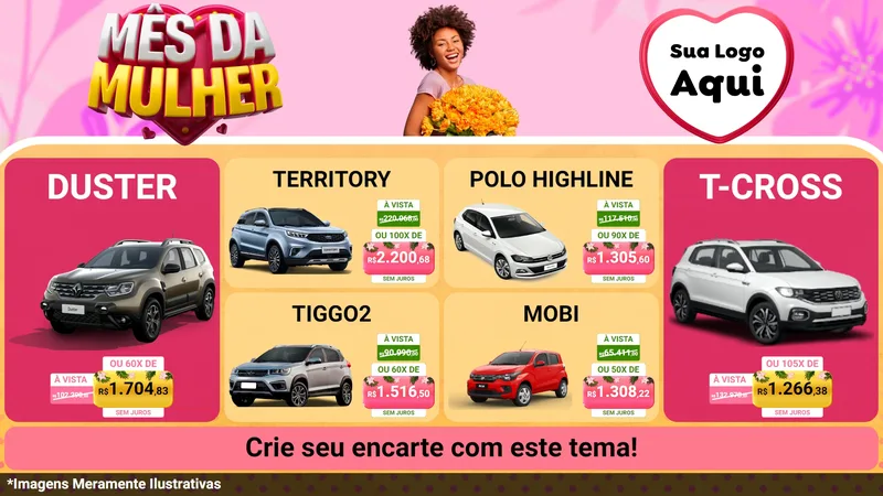 Modelo de TV para TV Horizontal com o tema Mês da Mulher para Concessionaria de Carros