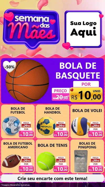 Modelo de Rede Social para Stories com o tema Semana das Mães para Artigos Esportivos