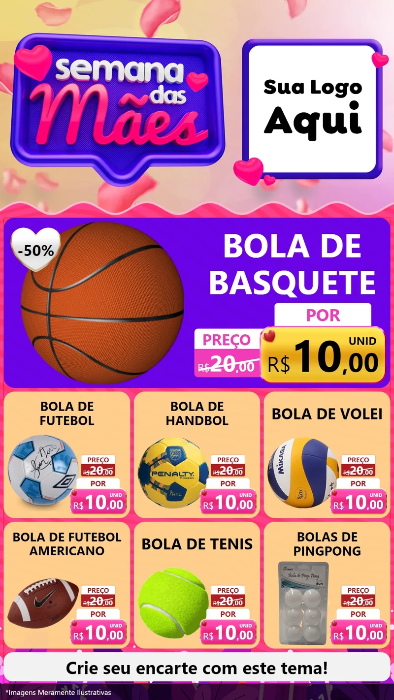 Modelo de Rede Social para Stories com o tema Semana das Mães para Artigos Esportivos