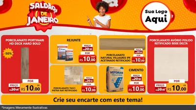 Modelo de TV para TV Horizontal com o tema Saldão de Janeiro para Pisos e revestimentos