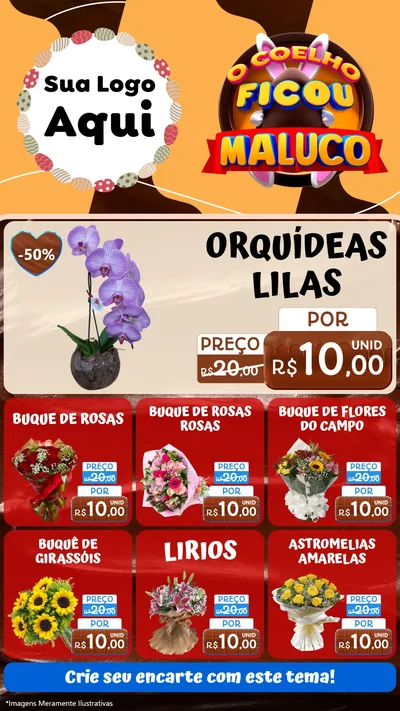 Modelo de Rede Social para Stories com o tema O Coelho Ficou Maluco - Páscoa para Floricultura e jardim