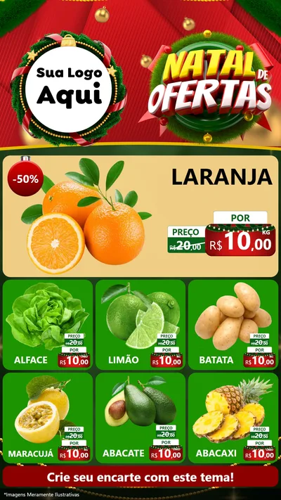 Modelo de Rede Social para Stories com o tema Natal de Ofertas para Hortifrúti