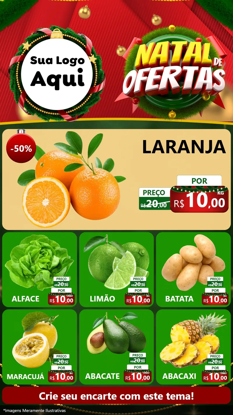 Modelo de Rede Social para Stories com o tema Natal de Ofertas para Hortifrúti