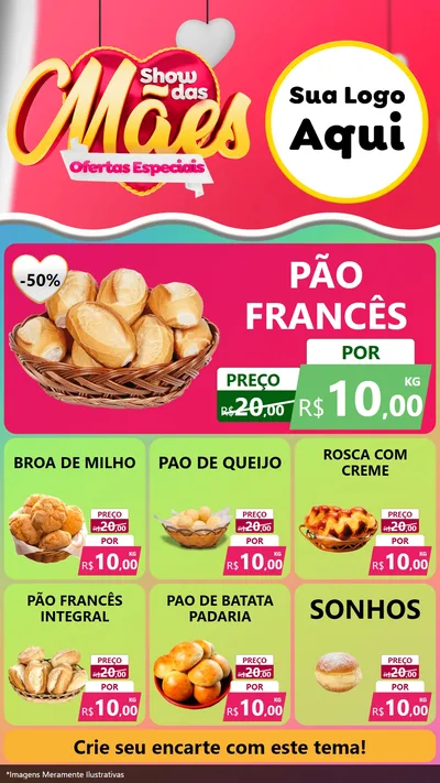 Modelo de Rede Social para Stories com o tema Show das Mães - Ofertas Especiais para Padaria