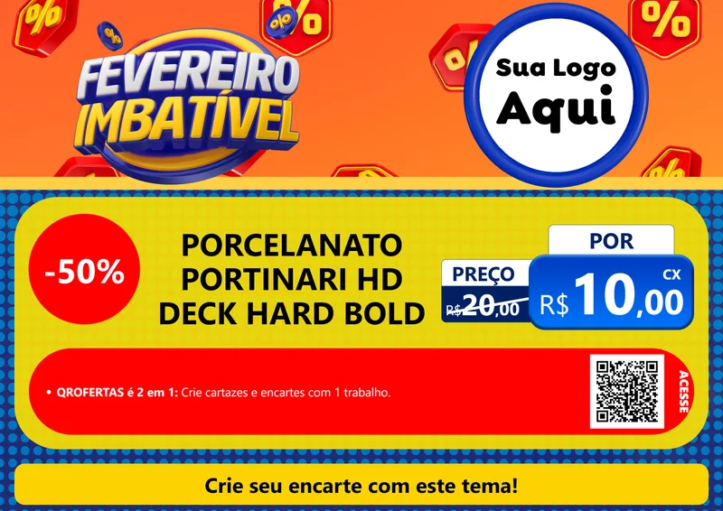 Modelo de Cartaz para Cartaz A4 Horizontal com o tema Fevereiro Imbatível para Pisos e revestimentos