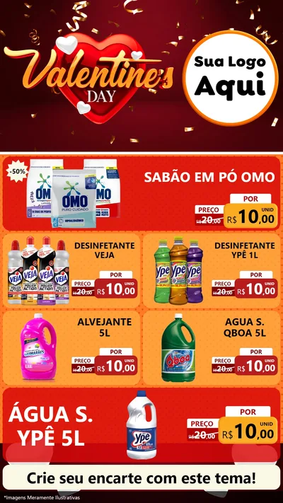 Modelo de TV para TV Vertical com o tema Valentine's Day para Produtos de Limpeza