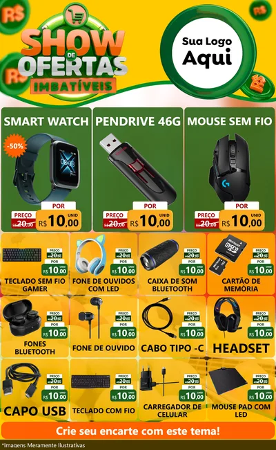 Modelo de Encarte para Encarte Grande com o tema Show de Ofertas Imbatíveis para Informática