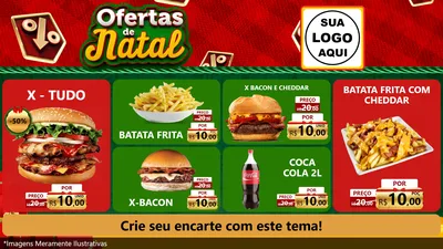 Modelo de TV para TV Horizontal com o tema Ofertas de Natal para Hamburgueria