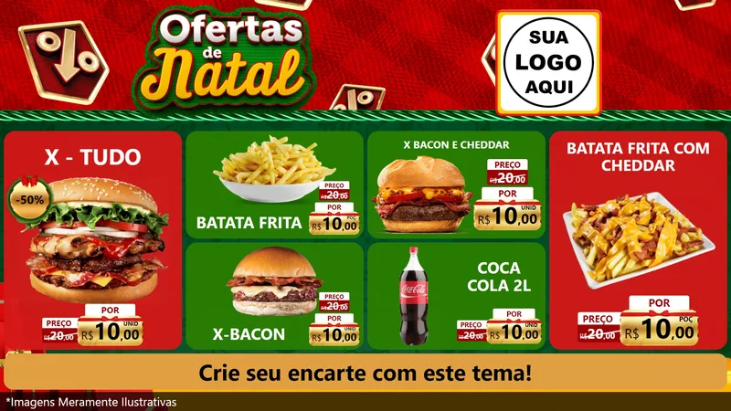 Modelo de TV para TV Horizontal com o tema Ofertas de Natal para Hamburgueria