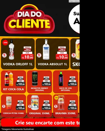 Modelo de Rede Social para Feed Instagram com o tema Dia do Cliente para Distribuidora de bebidas