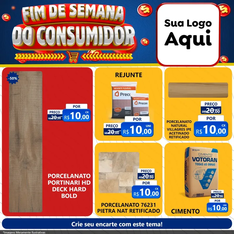 Modelo de Rede Social para Feed Facebook com o tema Fim de Semana do Consumidor para Pisos e revestimentos