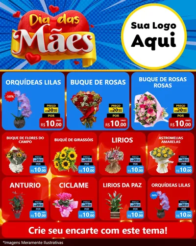 Modelo de Rede Social para Feed Instagram com o tema Dia das Mães para Floricultura e jardim