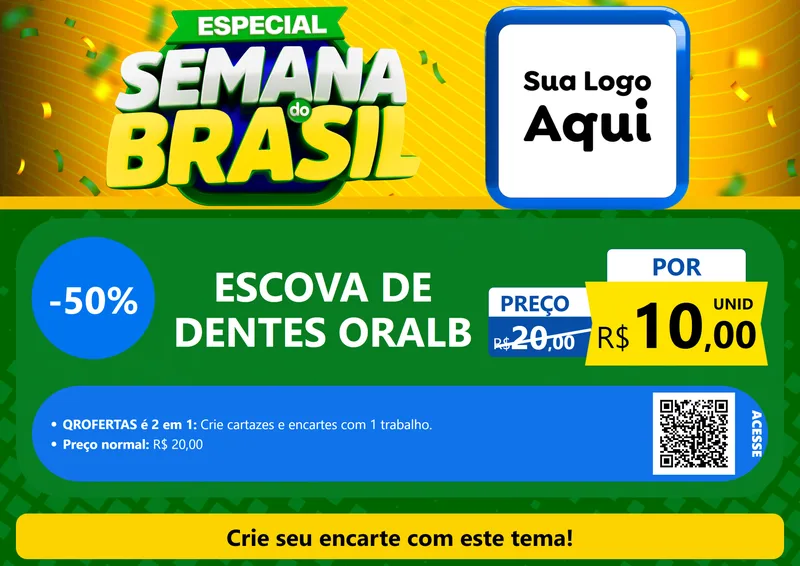 Modelo de Cartaz para Cartaz A4 Horizontal com o tema Especial Semana do Brasil para Higiene Pessoal