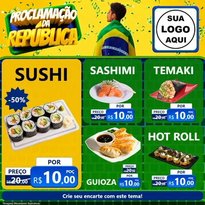 Modelo de Rede Social para Feed Facebook com o tema Proclamação da República para Comida japonesa