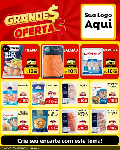 Modelo de Rede Social para Feed Instagram com o tema Grandes Ofertas para Peixaria