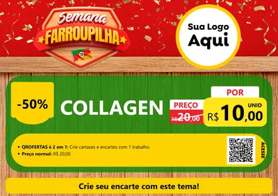 Modelo de Cartaz para Cartaz A4 Horizontal com o tema Semana Farroupilha para Suplementos alimentares