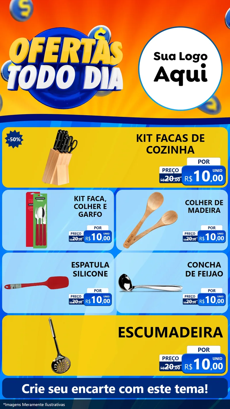 Modelo de TV para TV Vertical com o tema Ofertas Todo Dia para Utilidades Domésticas