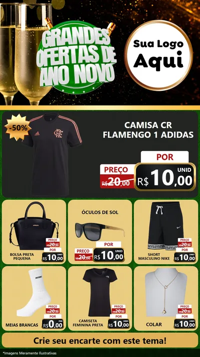 Modelo de Rede Social para Stories com o tema Grandes Ofertas de Ano Novo para Roupas e acessórios