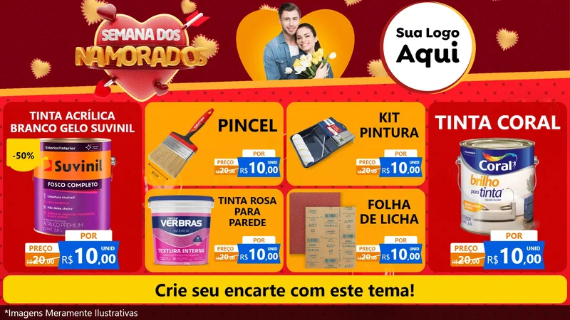Modelo de TV para TV Horizontal com o tema Semana dos Namorados para Tintas e Ferramentas